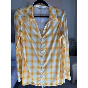 Rebecca Taylor Yellow and Orange Plaid Button-Down Shirt